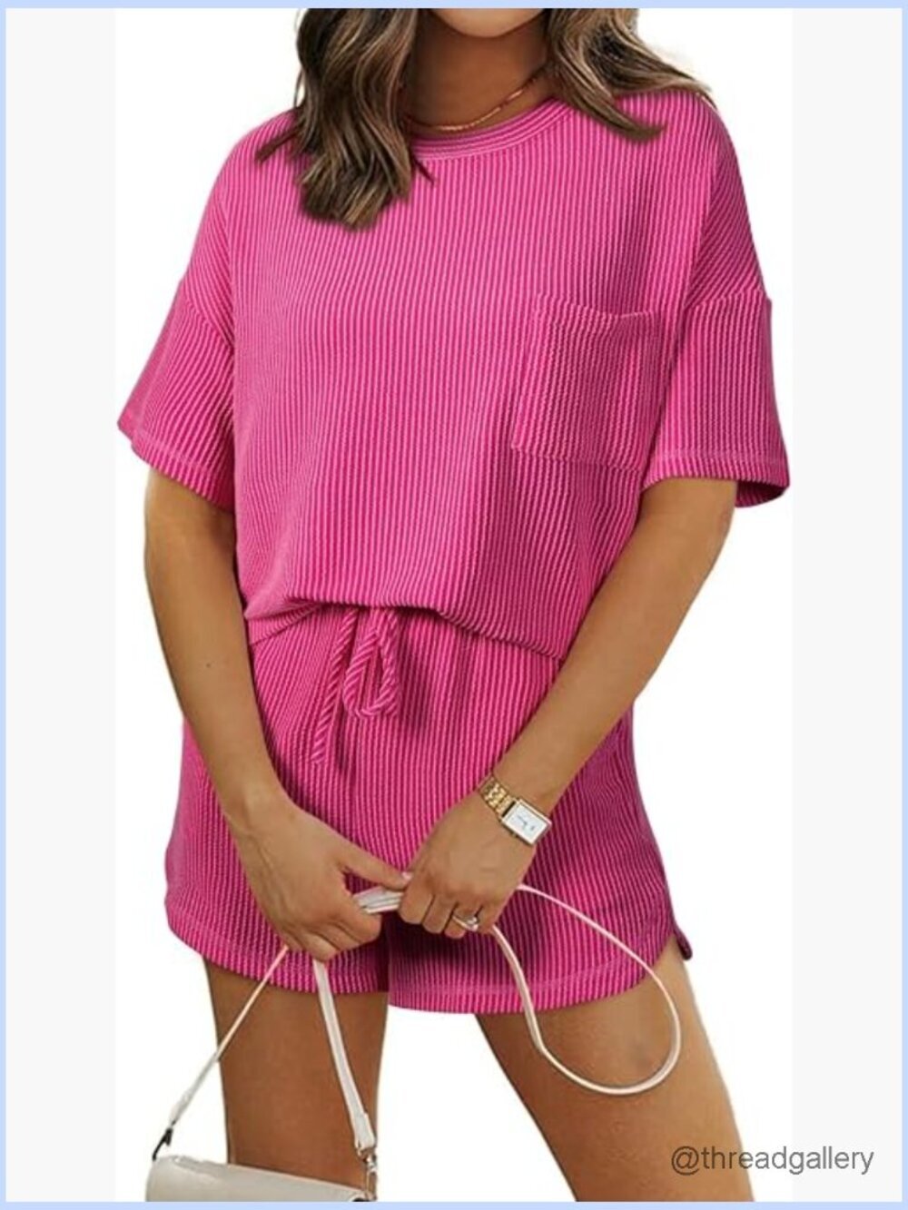 2 Piece Short Sleeve Shirt & Shorts Lounge Set with Pockets
